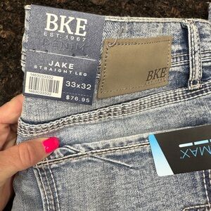 BKE Blue Straight Leg Jeans with Classic Fading